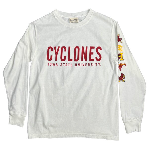 Comfort Wash Youth Iowa State University Vintage White Long Sleeve T-Shirt